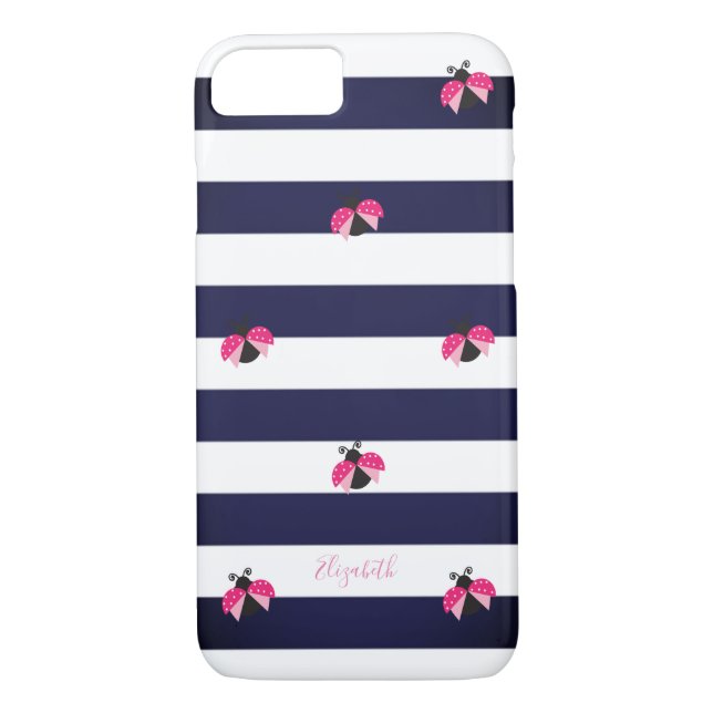 Capa Para iPhone, Case-Mate Striped Adorável,Ladybird -Personalizado (Verso)