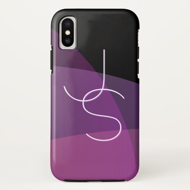 Capa Para iPhone, Case-Mate Suas Iniciais Sobrepostas | Roxo e Rosa Modernos (Verso)