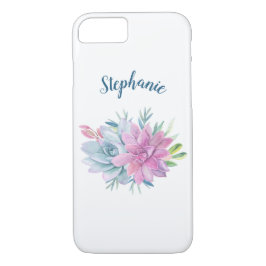 Capa iPhone 8/7 Sucultura de Aquarela Personalizada