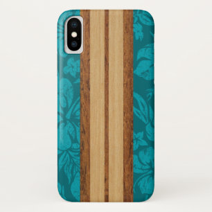 Capa Para iPhone Da Case-Mate Sunset Beach Faux Wood Surfboard Hawaiian Teal