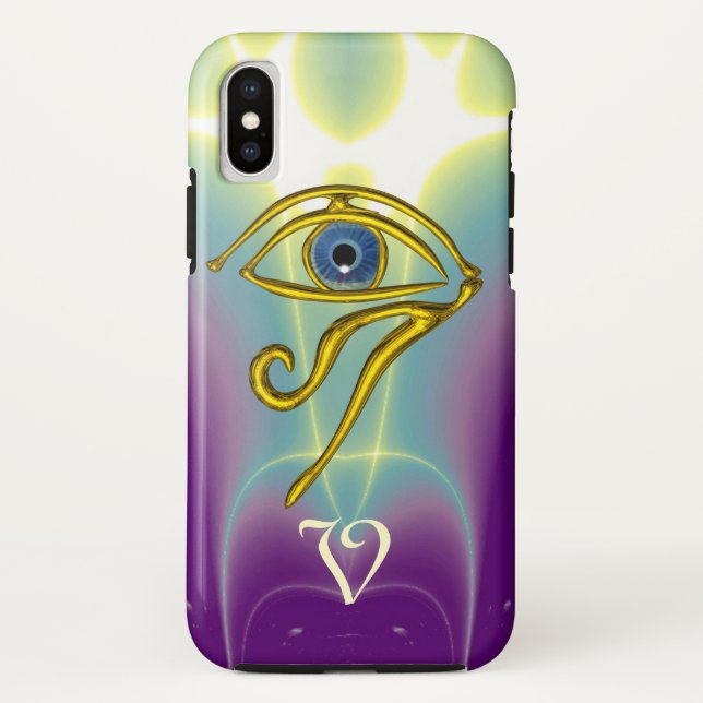 Capa Para iPhone, Case-Mate TALISMÃ AZUL MONOGRAMA  Verde-azulado, Branco Roxo (Verso)