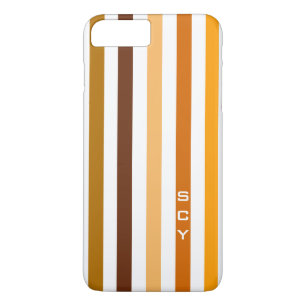 Capa iPhone 8 Plus/7 Plus Tan Brown Orange Vertical Stripes Monograma
