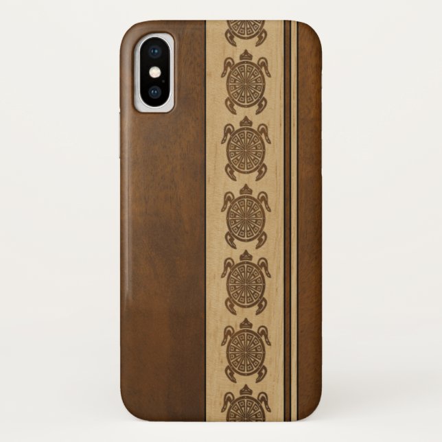 Capa Para iPhone, Case-Mate Tartaruga havaiana de madeira do falso de Uhane (Verso)