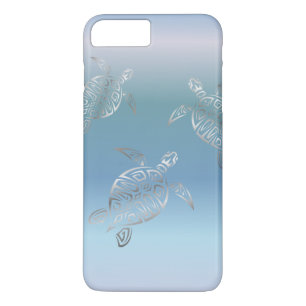 Capa iPhone 8 Plus/7 Plus Tartarugas do mar Gradação Azul de Prata