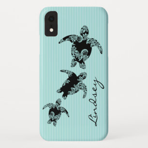Capa Para iPhone XR Tartarugas do mar - Greve de Aqua com Nome