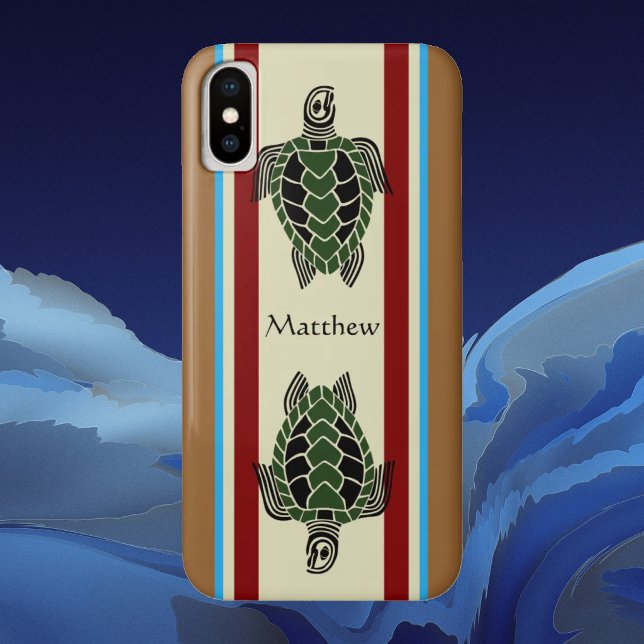 Capa Para iPhone, Case-Mate Tartarugas Tribais (Tribal Turtles with Stripes Phone Case)