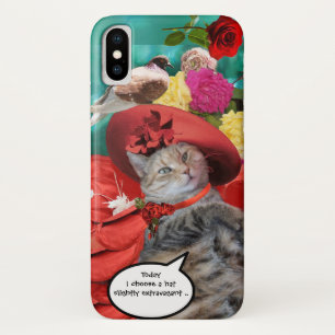 CAPA PARA iPhone DA Case-Mate TATUS DE PRINCESA DE GATO CELEBRIDADE, CHAPÉU VERM