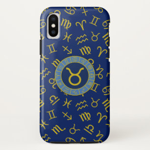 Capa Para iPhone Da Case-Mate Taurus Zodiac+Astrology Símbolos Padrão Dourado+Bl