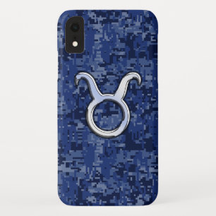 Capa Para iPhone Da Case-Mate Taurus Zodíaco no Camo Digital Azul Marinho