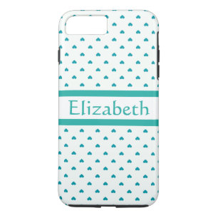 Capa iPhone 8 Plus/7 Plus Teal e Coração Branca do Mod Personalizado com Nom