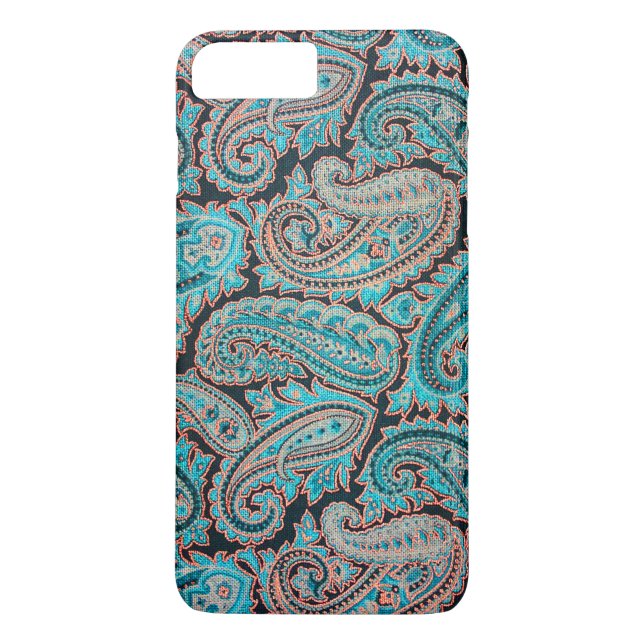 Capa Para iPhone, Case-Mate Teal e Coral Paisley (Verso)