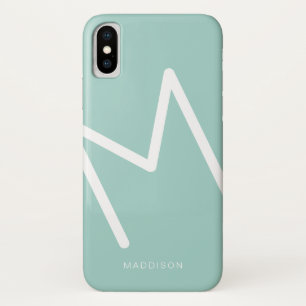 Capa Para iPhone Da Case-Mate Teal Monograma Único de Na moda moderno