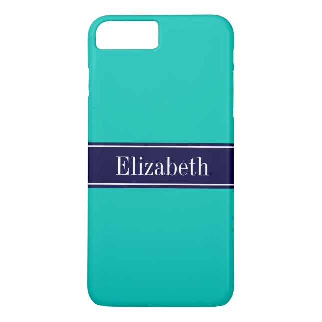 Capa Para iPhone, Case-Mate Teal Sólido, Marinho Azul Nome da Faixa Monograma (Verso)