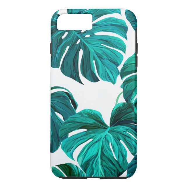 Capa Para iPhone, Case-Mate Teal Tropical Monstera Leaf Seamless Pattern Art (Verso)