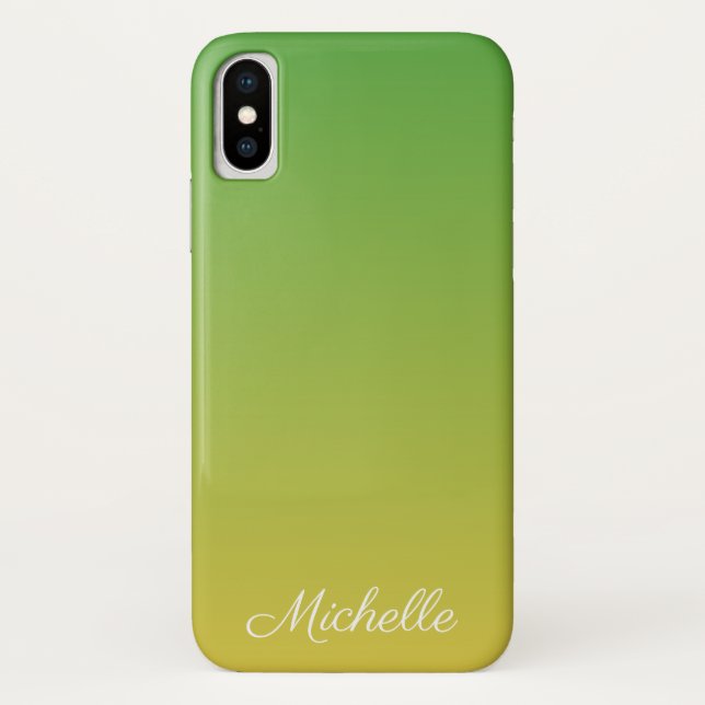 Capa Para iPhone, Case-Mate Tecido verde e amarelo personalizado (Verso)
