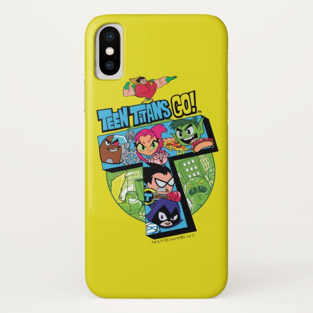 Capa Para iPhone, Case-Mate Teen Titans Go! | Colagem em Torre de Titãs (Verso)