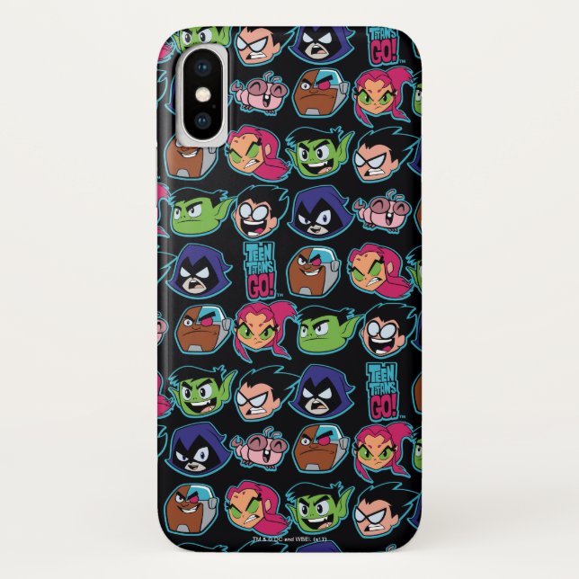 Capa Para iPhone, Case-Mate Teen Titans Go! | Padrão da cabeça dos Titans (Verso)