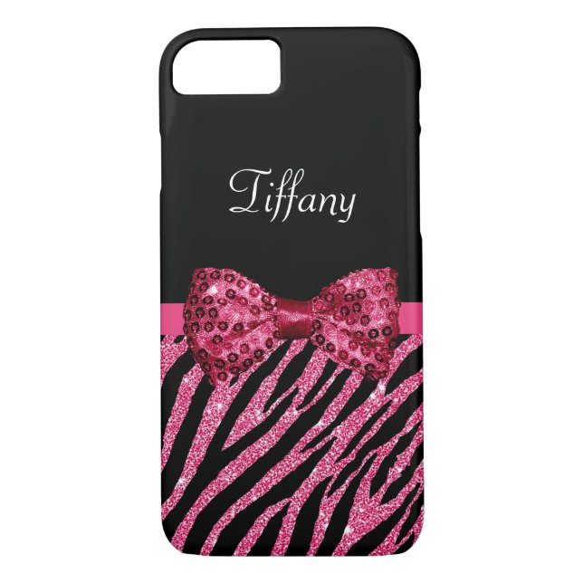 Capa Para iPhone, Case-Mate Tendência Zebra Rosa Imprima FAUX Glitz Arco Com N (Verso)