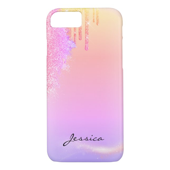 Capa Para iPhone, Case-Mate Tendy Glitter Holographic pisa o nome personalizad (Verso)