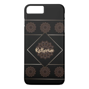 Capa iPhone 8 Plus/7 Plus Terthy Brown Rustic Mandala Monograma