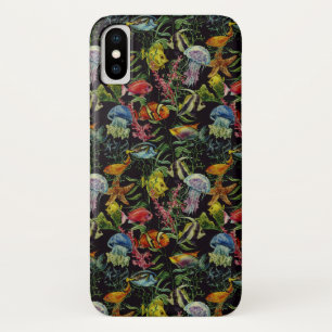 Capa Para iPhone X Teste padrão 1 da vida marinha da aguarela