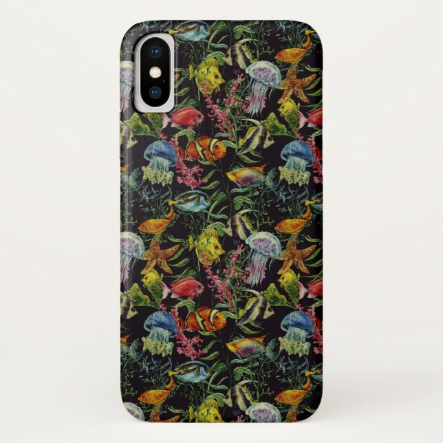 Capa Para iPhone, Case-Mate Teste padrão 1 da vida marinha da aguarela (Verso)