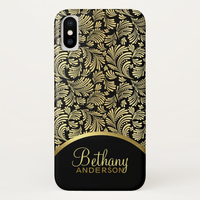 Capa Para iPhone, Case-Mate Teste padrão abstrato floral metálico Dourado do (Verso)