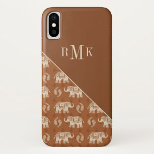 Capa Para iPhone X Teste padrão alaranjado da caravana do elefante do