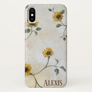 Capa Para iPhone Da Case-Mate teste padrão antiquado do girassol