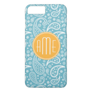 Capa Para iPhone Da Case-Mate Teste padrão azul de Paisley do Aqua floral &