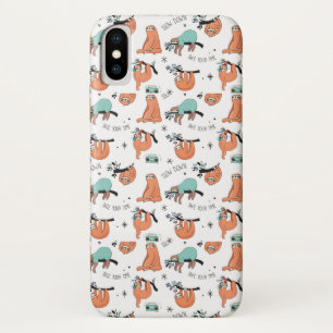 Capa Para iPhone X Teste padrão bonito da preguiça