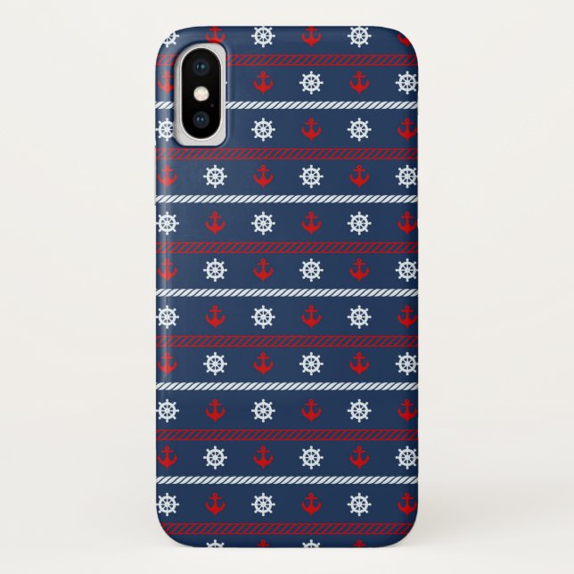 Capa Para iPhone, Case-Mate Teste padrão branco e azul vermelho do oceano (Verso)