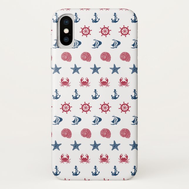Capa Para iPhone, Case-Mate Teste padrão branco e azul vermelho do símbolo do (Verso)