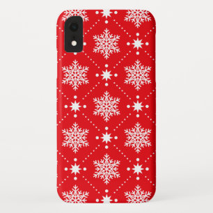 Capa Para iPhone Da Case-Mate Teste padrão branco vermelho legal do Natal dos