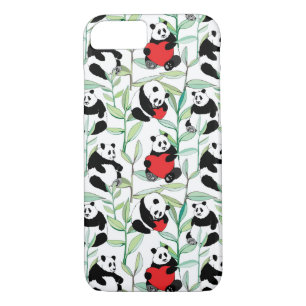 Capa Para iPhone Da Case-Mate teste padrão com as pandas bonitas com corações