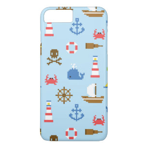 Capa iPhone 8 Plus/7 Plus Teste padrão da arte do mar do pixel