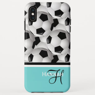 Capa Para iPhone Da Case-Mate Teste padrão da bola de futebol de turquesa do
