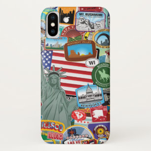Capa Para iPhone Da Case-Mate Teste padrão da etiqueta do viagem dos Estados
