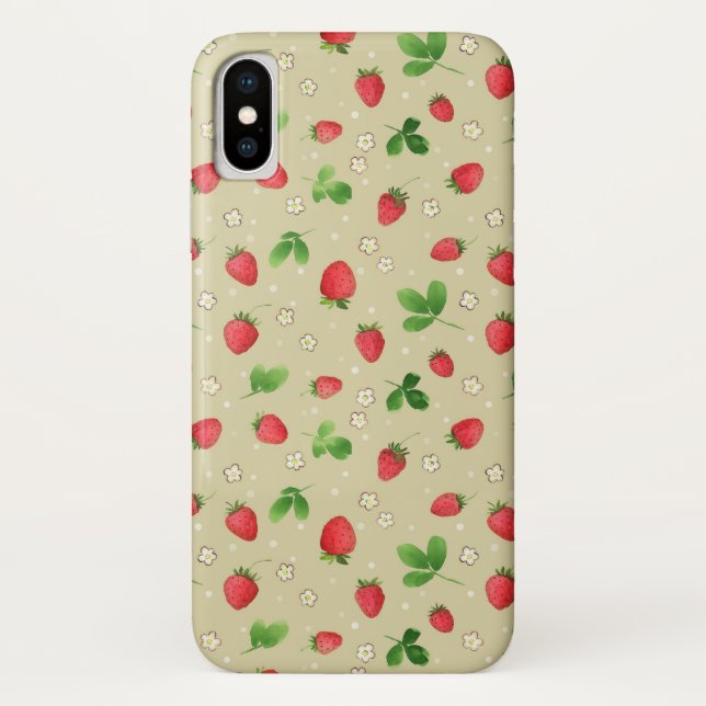 Capa Para iPhone, Case-Mate Teste padrão das morangos da aguarela (Verso)