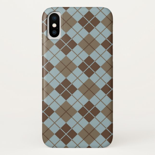 Capa Para iPhone, Case-Mate Teste padrão de Argyle no azul e no Taupe (Verso)
