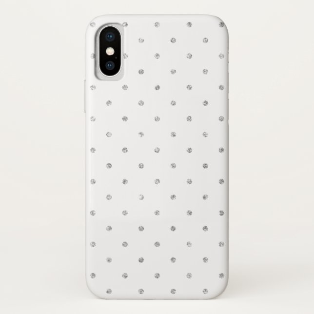Capa Para iPhone, Case-Mate Teste padrão de bolinhas de prata branco elegante (Verso)