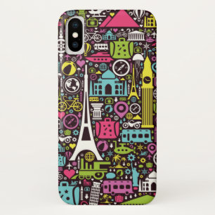 Capa Para iPhone Da Case-Mate Teste padrão de néon dos ícones do mundo