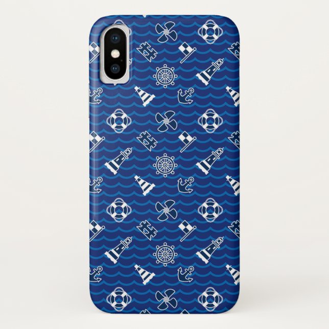 Capa Para iPhone, Case-Mate Teste padrão de ondas náutico bonito (Verso)
