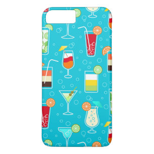 Capa iPhone 8 Plus/7 Plus Teste padrão do cocktail no fundo da cerceta