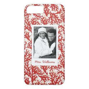 Capa Para iPhone Da Case-Mate Teste padrão   do coral vermelho seus foto & nome