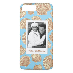 Capa iPhone 8 Plus/7 Plus Teste padrão do Seashell do vintage seus foto &