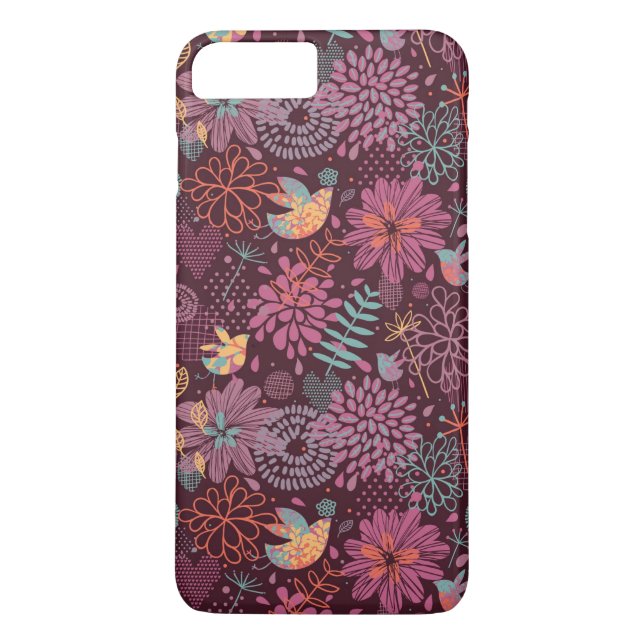 Capa Para iPhone, Case-Mate Teste padrão floral abstrato com pássaros (Verso)