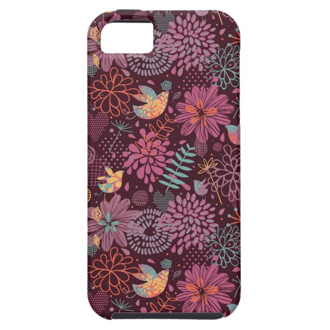 Capa Para iPhone, Case-Mate Teste padrão floral abstrato com pássaros (Traseira)