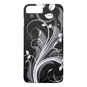 Capa iPhone 8 Plus/7 Plus Teste padrão floral cinzento no preto