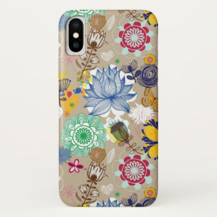 Capa Para iPhone X Teste padrão floral no estilo retro 3